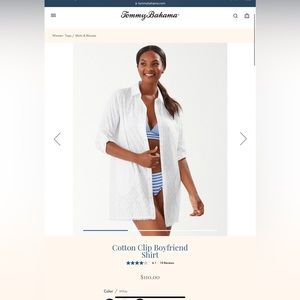 *NEW* Tommy Bahama cotton clip jacquard boyfriend shirt